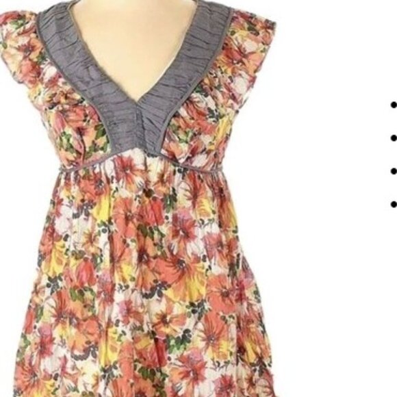 Fei Wildflower Walk Crinkle Gauze Colorful Floral Ruffle Top - Picture 1 of 2